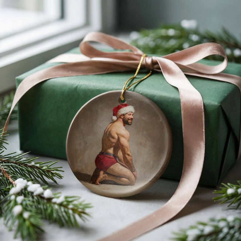 Sexy Santa Ornament, Dirty Gag Gift for Friend, White Elephant Gift, Inappropriate Ornament, Santa Came Twice, Adult Sexual Humor image 1