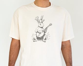 Jackalope Shirt, Cryptozoology Cryptid Shirt, I Want to Believe, Weirdcore Banjo Comfort Colors Tee, Shirts That Go Hard