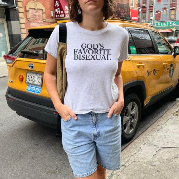 God's Favorite Bisexual Baby Tee, Y2K Bimbo Pride Tee, Be Kind of a Bitch, Sapphic Queer Weirdcore Cursed Top, Ironic Shirt That Goes Hard