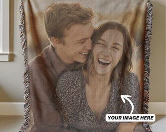 Custom Couples Photo Blanket, Personalized Woven Throw Blanket Anniversary Christmas, Valentine's Gift, Wedding Blanket Gift, Wife Keepsake