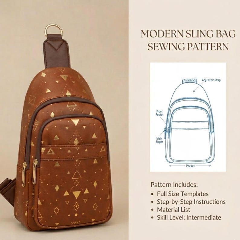 Sling Bag Sewing Pattern PDF | Crossbody Bag Pattern | DIY Shoulder Bag ...