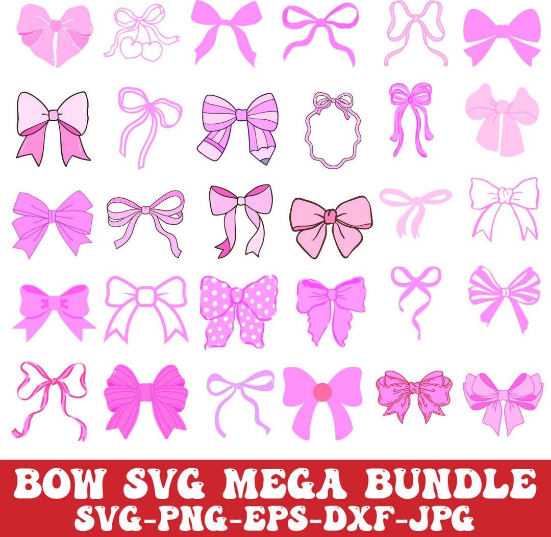 Boho Ribbon Svg Bundle, Coquette Bow Svg, Ribbon Bow Svg, Bow Svg Png ...