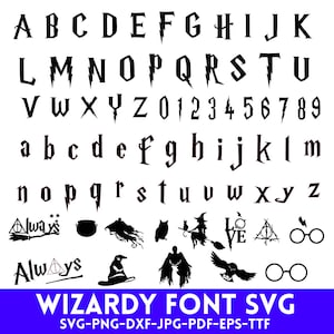 Font Potter SVG, Font Wizard SVG, Magic Wizard SVG, Font Halloween SVG, Font Wizardy, Alfabeto Potter SVG, Font TTF, Download istantaneo Cricut