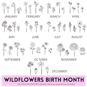 Wildflowers SVG, Flower laser cut file svg, Wildflower svg, Rose svg, Daisy svg, Laser cut flowers svg, BirthMonth Svg Bundle,botanical svg