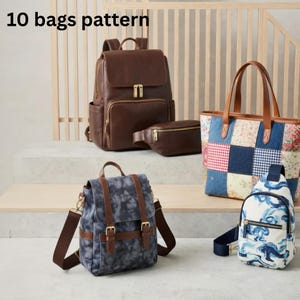 Pacchetto di modelli per cucire borse / Borsa a tracolla, zaino, borsa per pannolini, marsupio in formato PDF / Modelli facili per cucire borse / Download immediato