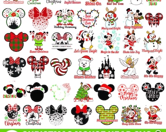 Julmushuvud SVG-paket | Söta musöron juldesigner | Semester SVG-paket för Cricut Silhouette | Festlig mus Clipart-set