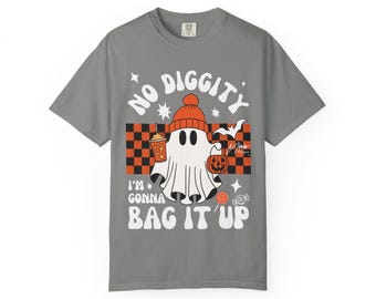 No Diggity - Gonna Bag It Up Halloween Ghost Shirt - Retro Spooky Fun!