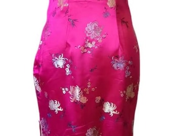 Vintage Pink Floral Rayon Cheongsam Dress - Chinese Qipao