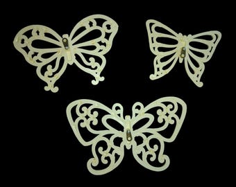 Vtg 1978 Dart Inc Syroco Homco Butterfly Wall Decor Plaques #7537 Cream Set of 3
