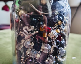 12 oz Vintage Jewelry Jar | Wearable Costume Jewelry Lot, Mixed Bundle