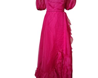 1980s VINTAGE raspberry southern belle cottage core gown