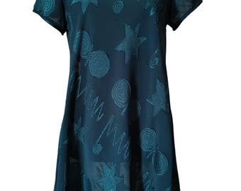 mesh overlay dress 90s Vintage Floral Dress/ Large/ 1990s/ Short Sleeve womens elegant backless bow LowStock:44052938653747 Metal Colour:Gold