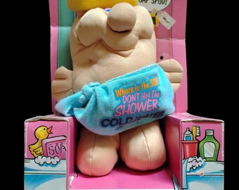 Vintage Potato Plush Bath Tub Spud Novelty Toy Original Box 1980s 1990s Retro Bathroom Decor Funny Stuffed Toy Collectible