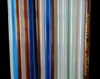 Vintage Glass Swizzle Sticks Set, Colorful Cocktail Stirrers, Glenmore's Whiskey Barware
