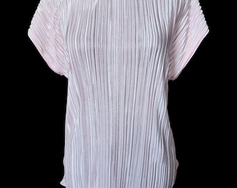 Vintage Bonworth Pleated Shimmer Blouse, 80s 90s Pink Top, Size MP