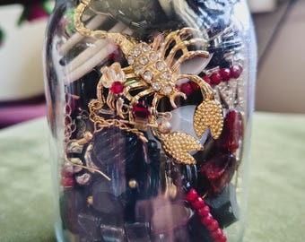 12 oz Vintage Jewelry Jar | Wearable Costume Jewelry Lot, Mixed Bundle