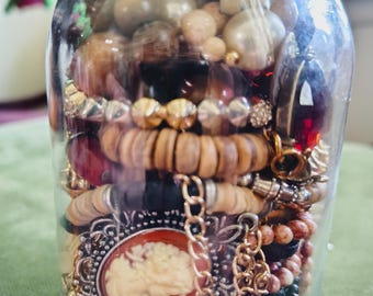 Vintage Jewelry Jar | Wearable Costume Jewelry Lot, Mixed Bundle