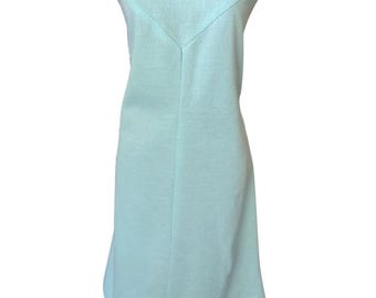 Vintage 1960s Light Blue Mod Shift Dress – Sleeveless V Seam Sheath