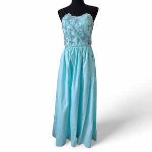 Aqua Beaded Vintage Gown - Etsy