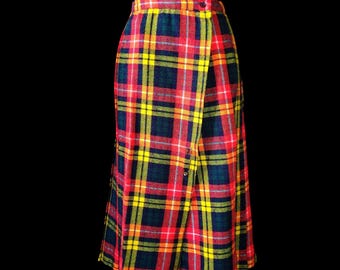 Vintage 70s TAMCO Plaid Wrap Skirt | Red Tartan, NWT