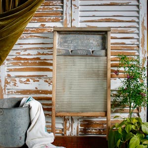 Vintage 1920s/1930s National Washboard Company Glass and Embossed Metal Washboard