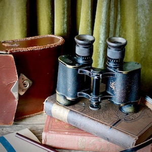 Antique E. Leitz Wetzlar 8x Binoculars: 1910s German WW1 Era with Leather Case