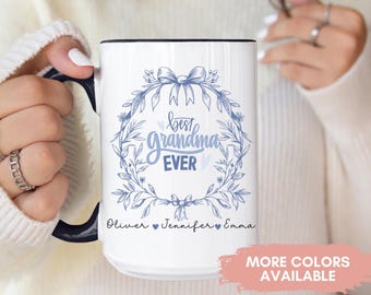Personalisierte Oma Tasse mit Enkelkinder Namen Geschenk für Oma Muttertagsgeschenk für Nana Kaffeetasse Beste Nana Geburtstagsgeschenk Benutzerdefinierte Nana Tasse