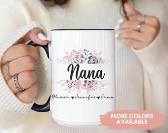 Personalisierte Nana Tasse mit Enkelkinder Namenstasse Geschenk für Oma Geschenk Muttertagsgeschenk für Nana Kaffeetasse Beste Nana Geburtstag Weihnachtsgeschenk