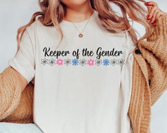 Keeper of the Gender Shirt , Gender Reveal Party Shirts, Flowers Team Boy, Team Girl Shirt, Baby Announcement Shirt, Gender Reveal Family