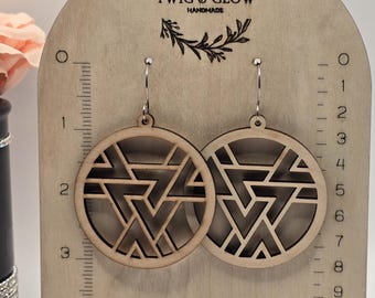 Laser Cut Wooden Geometric Earrings | Modern Minimalist Wood Jewelry | Lightweight Handmade Eco Friendly Earrings
