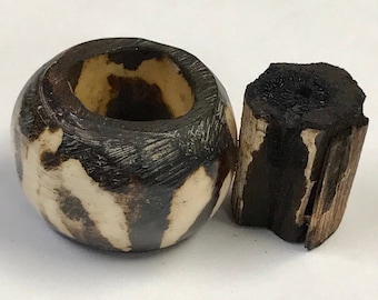 Carved Buffalo Horn Wood Barrel Beads Gambia 22-25mm pkg1 WD2