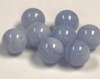 BLUE LACE AGATE Vintage Round Beads 12mm pkg8 rb34