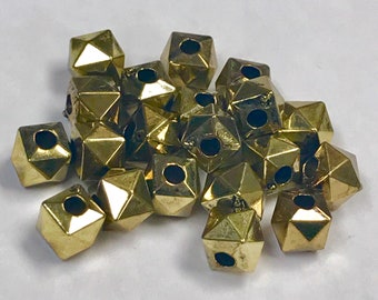 Vintage Plastic Beads GOLD Plated CUBES 5mm pkg20 RES488