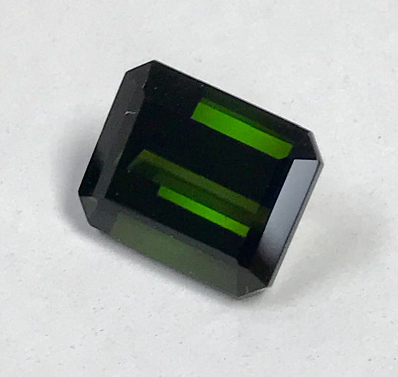 Vintage TOURMALINE Dark Green Faceted Loose Gem Emerald Cut 3.95 cts fg242