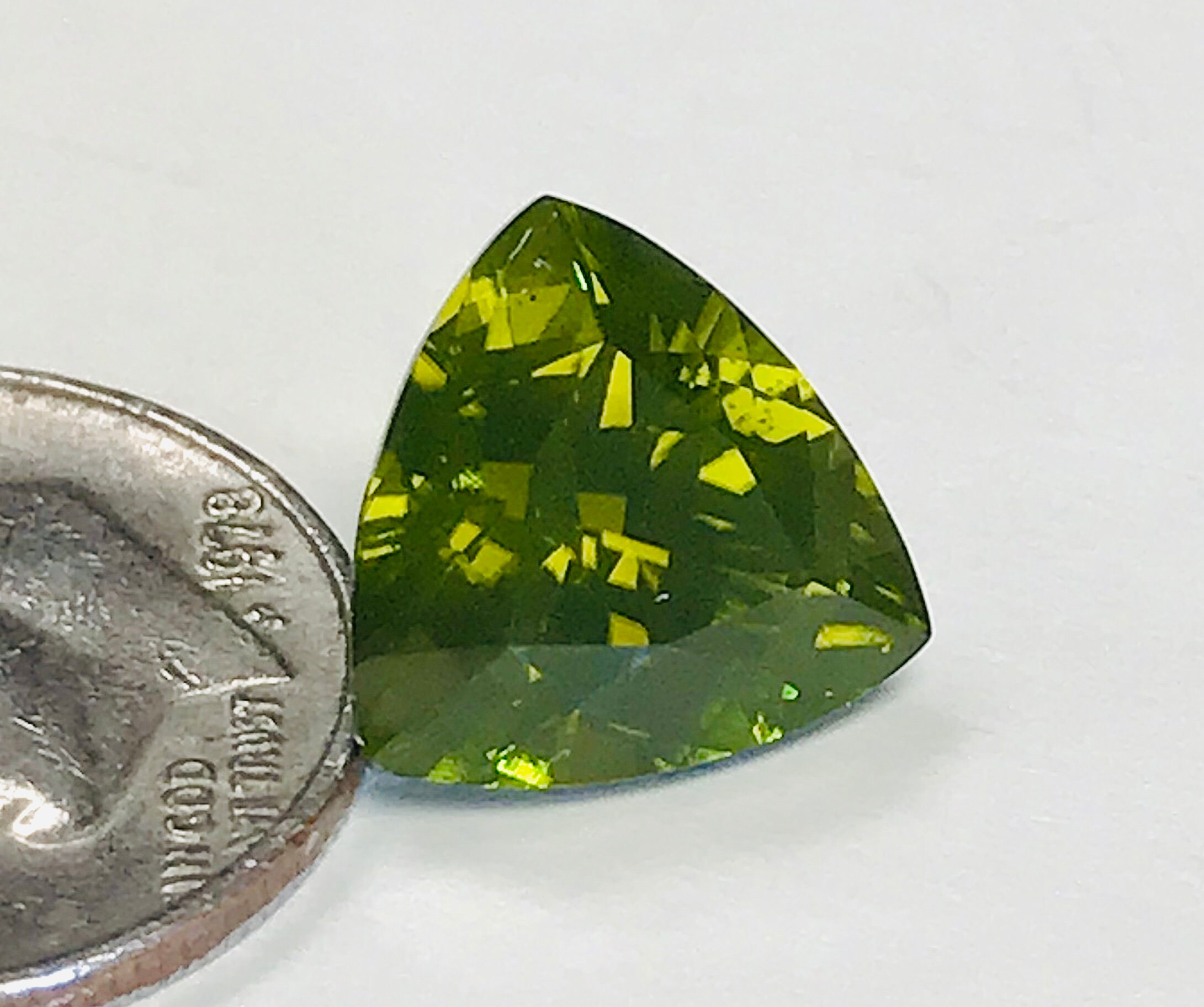 VINTAGE PERIDOT Gemstone Arizona Trillion Cut 10.5x7.7mm 4.88 Etsy
