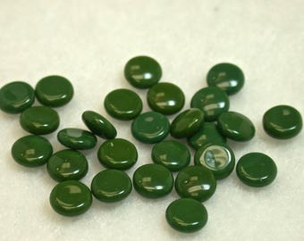 Czech Glass Cabochons RARE JADE GREEN New Old Stock 6mm round pkg8 gl893