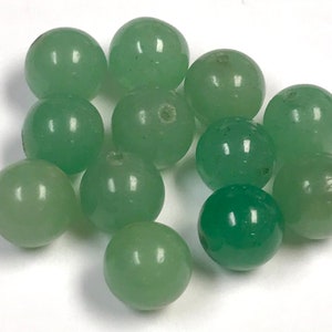 VINTAGE GREEN AVENTURINE Stone Beads 8mm pkg12 rb122 image 1