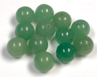VINTAGE GREEN AVENTURINE Stone Beads 8mm pkg12 rb122