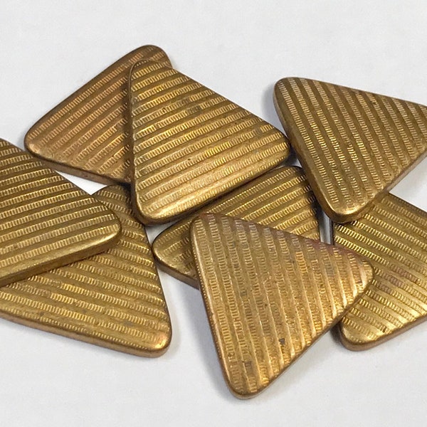 Vintage Brass STAMPINGS TRIANGLE New Old Stock Corrugated Vintage Jewelry Supply 16X16mm pkg8 m154