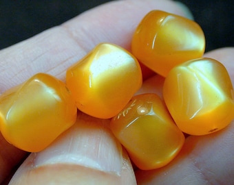 MOONGLOW Beads Lucite ORANGE Barrel Twist Vintage 12mm pkg10 res146