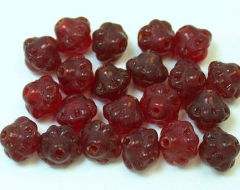 CZECH GLASS Beads RED Ruffled Vintage 6mm pkg20 gl718