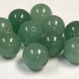 VINTAGE GREEN AVENTURINE Stone Beads 8mm pkg12 rb122 image 3