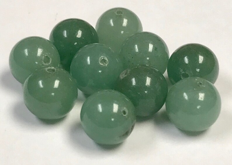 VINTAGE GREEN AVENTURINE Stone Beads 8mm pkg12 rb122 image 3