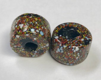 Antique VENETIAN GLASS Trade Beads Polychrome 15x11mm Pkg2 gl54b