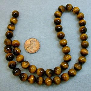 VINTAGE Tigereye AA Grade Beads 10mm 16 inch Strand rb300 image 3