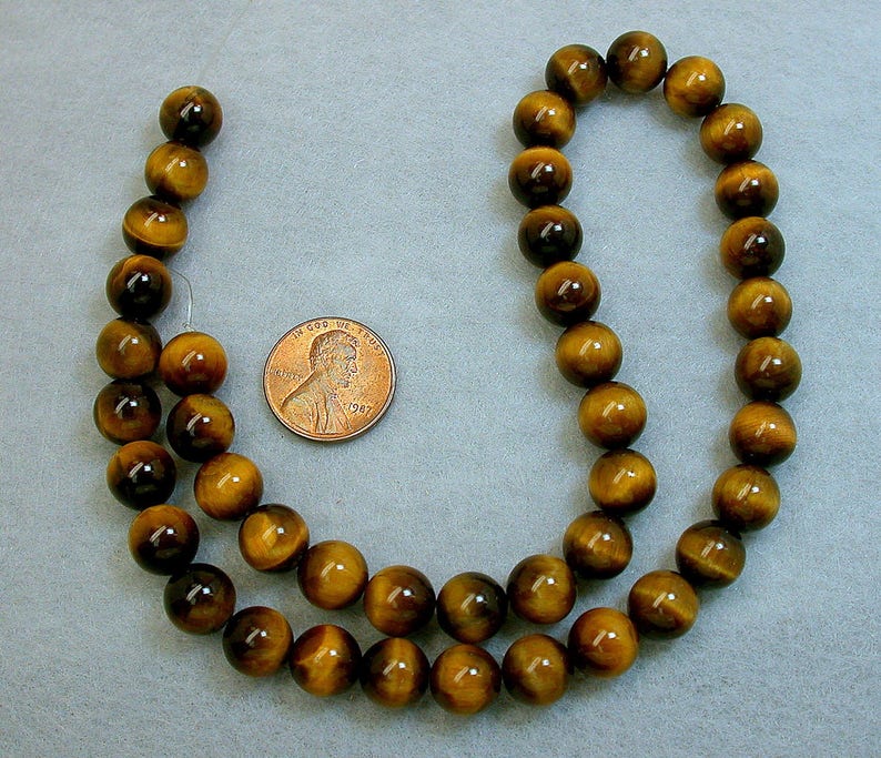 VINTAGE Tigereye AA Grade Beads 10mm 16 inch Strand rb300 image 3