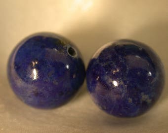 VINTAGE LAPIS LAZULI Grade A Undyed Deep Blue 11mm pkg2 rb38