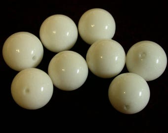 Vintage CHALCEDONY WHITE Stone Beads 10mm pkg8 rb12