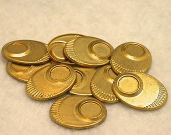 Brass Metal Oval Stamping Vintage Findings for 7mm Cabochons 19mmx14mm pkg6 m126