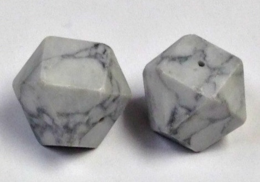Vintage White Grey Custom Carved HOWLITE CUBOID Beads 15mm Pkg2 Cb36a ...